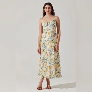 astr the label wisteria midi dress Floral Ruffle Pleated Midi Dress